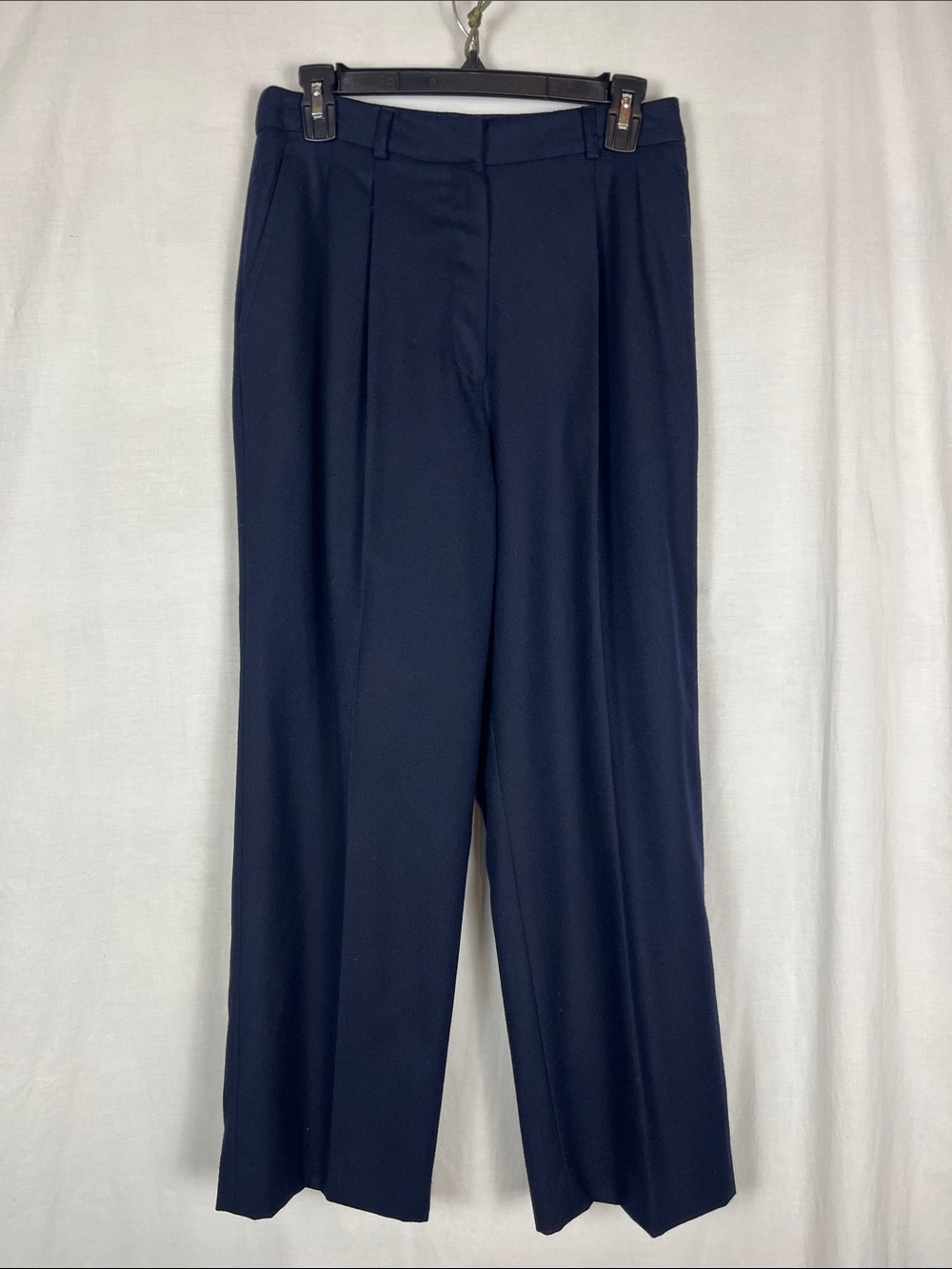 Vintage 1980s Neiman Marcus 100% Wool Straight Leg Navy Blue Dress Slacks